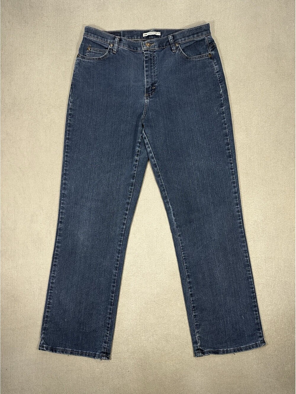 Lee Women’s Relaxed Straight Leg Jeans Blue Mid Wash High Rise Denim Size